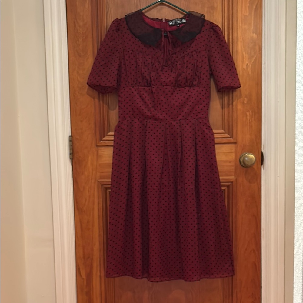 Hell Bunny Burgundy and Black Midi Dress